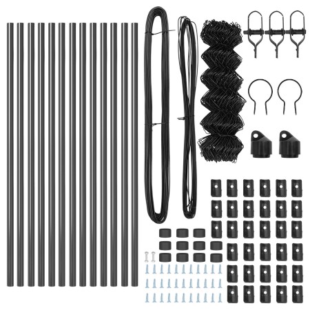 Cerca de Cadena  con 13 Postes 0.4x25 m Acero Galvanizado Gris | Foro24.es | Tu tienda online para hogar, jardín y más Foro24.es