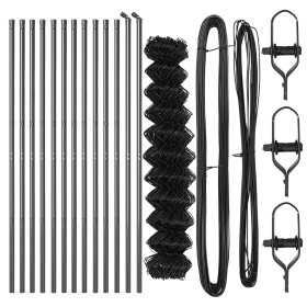 Cerca de eslabones de cadena con 13 postes 1x25 m Acero galvanizado Gris de , Paneles de vallas - Ref: Foro24-3351113, Precio...