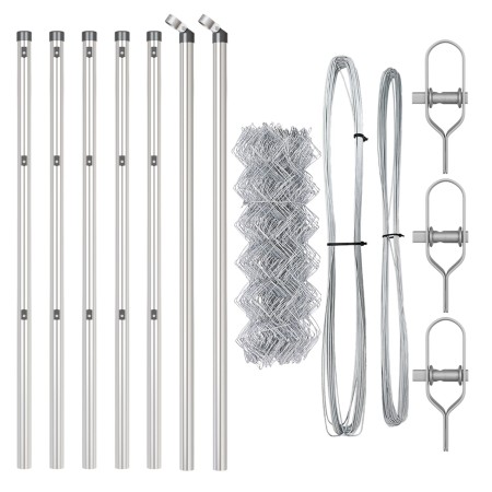 Cerca de Eslabones de Cadena con 7 Postes 0.6x10 m Acero Galvanizado | Foro24.es | Tu tienda online para hogar, jardín y más Foro24.es