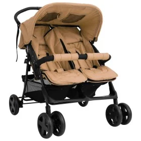 Carrito para gemelos de acero gris taupé de vidaXL, Cochecitos de bebé - Ref: Foro24-10343, Precio: 210,99 €, Descuento: %