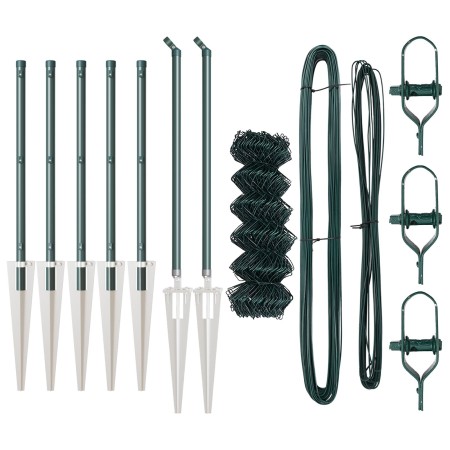 Cerca de eslabones de cadena  con 7 postes en espiga 0.6x10 m de acero galvanizado | Foro24.es | Tu tienda online para hogar, jardín y más Foro24.es