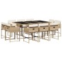 Set comedor de jardín 11 pzas con cojines ratán sintético beige en Conjuntos de jardín | Comprar online en Foru.es