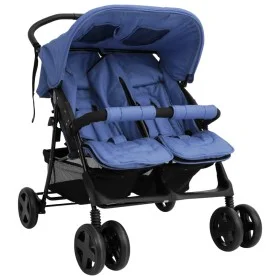 Carrito para gemelos de acero azul marino de vidaXL, Cochecitos de bebé - Ref: Foro24-10344, Precio: 226,62 €, Descuento: %