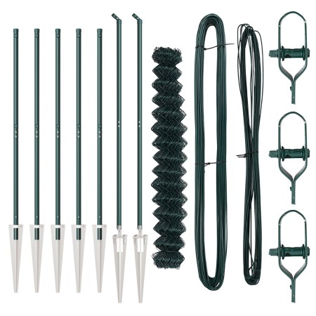 Cerca de cadenas  con 7 postes de espiga 1.6x10 m acero galvanizado | Foro24.es | Tu tienda online para hogar, jardín y más Foro24.es