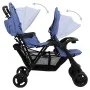 Carrito para gemelos tandem de acero azul marino de vidaXL, Cochecitos de bebé - Ref: Foro24-10350, Precio: 215,73 €, Descuen...