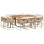 Set comedor de jardín 11 pzas con cojines ratán sintético beige en Conjuntos de jardín | Comprar online en Foru.es