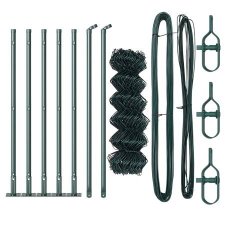 Cerca de malla con 7 postes bridados 0.4x10 m acero galvanizado | Foro24.es | Tu tienda online para hogar, jardín y más Foro24.es