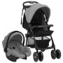 Carrito de bebés 3 en 1 de acero gris claro y negro de vidaXL, Cochecitos de bebé - Ref: Foro24-10389, Precio: 227,23 €, Desc...