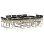 Set comedor jardín y cojines 13 pzas ratán sintético gris claro en Conjuntos de jardín | Comprar online en Foru.es