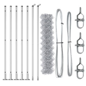 Cerca de Malla con 7 Postes Flangados 1x10 m Acero Galvanizado de , Paneles de vallas - Ref: Foro24-3351285, Precio: 111,05 €...