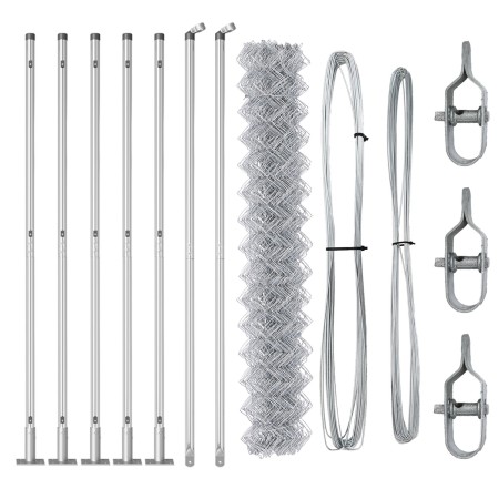 Cerca de eslabones de cadena  con 7 postes flangeados 1.5x10 m acero galvanizado | Foro24.es | Tu tienda online para hogar, jardín y más Foro24.es