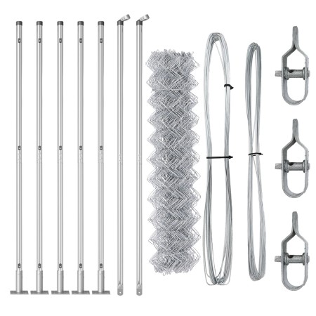Cerca de Malla de Cadena con 7 Postes Flangados 0.8x10 m Acero Galvanizado | Foro24.es | Tu tienda online para hogar, jardín y más Foro24.es