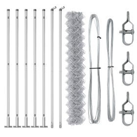 Cerca de Malla con 7 Postes Flangentes 1.5x10 m Acero Galvanizado de , Paneles de vallas - Ref: Foro24-3351296, Precio: 142,4...