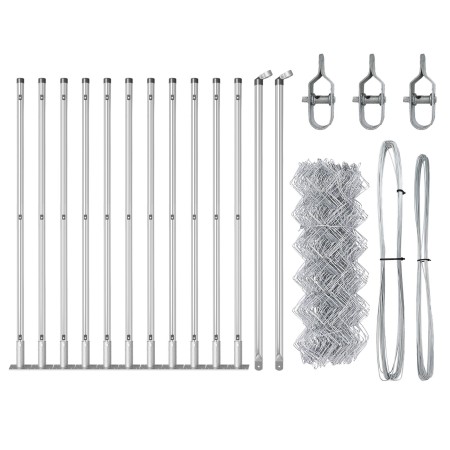 Cerca de Malla de Cadena  con 13 Postes Flangados 0.6x25 m Acero Galvanizado | Foro24.es | Tu tienda online para hogar, jardín y más Foro24.es