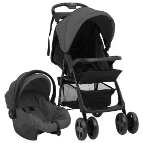Carrito de bebés 3 en 1 de acero gris oscuro y negro de vidaXL, Cochecitos de bebé - Ref: Foro24-10390, Precio: 203,64 €, Des...