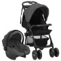 Carrito de bebés 3 en 1 de acero gris oscuro y negro de vidaXL, Cochecitos de bebé - Ref: Foro24-10390, Precio: 203,64 €, Des...