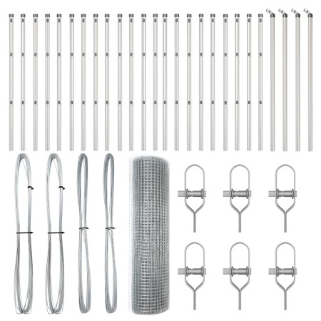 Cerca de Alambre Soldado con 13 Posts 0.4x50 m Acero Galvanizado de , Paneles de vallas - Ref: Foro24-3351625, Precio: 143,55...