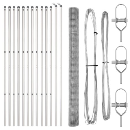 Cerca de Alambre Soldado con 13 Postes 1.5x50 m de Acero Galvanizado de , Paneles de vallas - Ref: Foro24-3351656, Precio: 32...