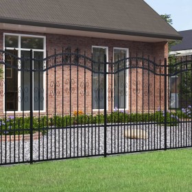 Valla de jardín con punta de lanza acero recubierto negro 190cm de vidaXL, Paneles de vallas - Ref: Foro24-151087, Precio: 24...