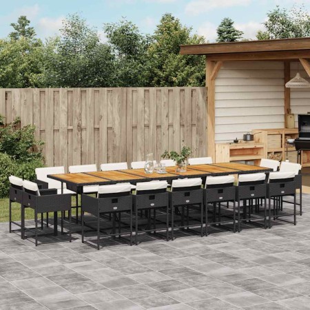 Set de muebles jardín 17 pzas con cojines ratán sintético negro en Conjuntos de jardín | Comprar online en Foru.es