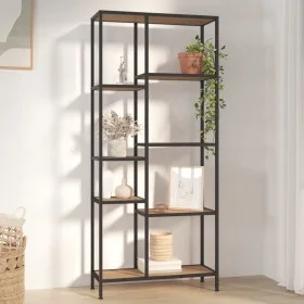 Estantería de madera contrachapada y acero 80x30x180 cm de vidaXL, Librerías y estanterías - Ref: Foro24-336359, Precio: 137,...
