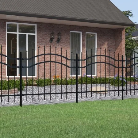 Gartenzaun mit Speerspitze aus schwarz beschichtetem Stahl, 140 cm von vidaXL, Zaunpaneele - Ref: Foro24-151080, Preis: 126,4...