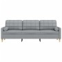 Sofá de 3 plazas con cojines tela gris claro 210 cm en Sofás | Comprar online en Foru.es