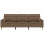 Sofá de 3 plazas con cojines tela marrón 210 cm en Sofás | Comprar online en Foru.es
