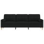 Sofá de 3 plazas con cojines tela negro 210 cm en Sofás | Comprar online en Foru.es