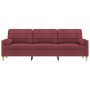 Sofá de 3 plazas con cojines tela rojo tinto 210 cm en Sofás | Comprar online en Foru.es