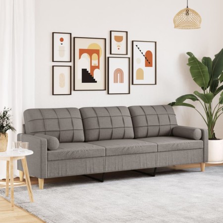 Sofá de 3 plazas con cojines tela gris taupe 210 cm en Sofás | Comprar online en Foru.es