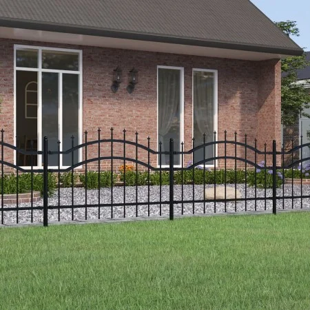 Garden fence with spearhead black coated steel 115cm by vidaXL, fence panels - Ref: Foro24-151079, Price: 112,74 €, Discount: %