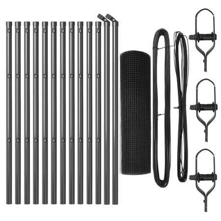 Juego de postes de cerca Set de 2 Gris Plástico, Metal 25 x 0.5 m de , Paneles de vallas - Ref: Foro24-3351832, Precio: 88,69...