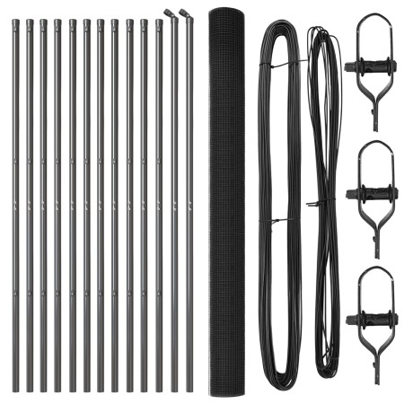 Juego de postes de cercado Conjunto de 2 Gris Acero recubierto, PVC de , Paneles de vallas - Ref: Foro24-3351855, Precio: 176...