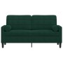 Sofá de 2 plazas con cojines terciopelo verde oscuro 140 cm en Sofás | Comprar online en Foru.es