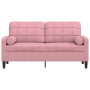 Sofá de 2 plazas con cojines terciopelo rosa 140 cm en Sofás | Comprar online en Foru.es