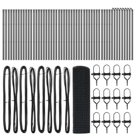 Cerca de alambre soldado con 13 postes gris 0.5x100 m acero de , Paneles de vallas - Ref: Foro24-3351899, Precio: 326,17 €, D...
