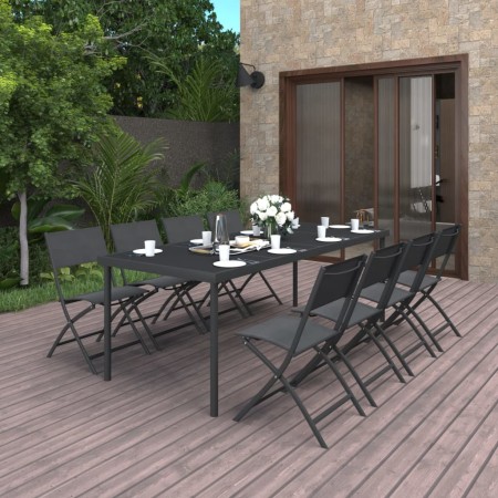 Juego de comedor de jardín 9 piezas acero de vidaXL, Conjuntos de jardín - Ref: Foro24-3073507, Precio: 485,00 €, Descuento: %
