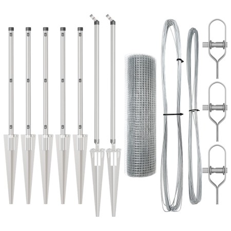 Juego de Postes de Cerca Set de 2 Acero galvanizado 10 x 0.5 m de , Paneles de vallas - Ref: Foro24-3351916, Precio: 90,11 €,...