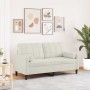 Sofá de 2 plazas con cojines terciopelo color crema 140 cm en Sofás | Comprar online en Foru.es
