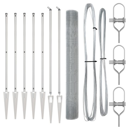 Cerca de Malla Soldada  con 7 Postes de Pica 10 x 1.4 m Acero Galvanizado | Foro24.es | Tu tienda online para hogar, jardín y más Foro24.es