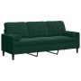 Sofá de 3 plazas con cojines terciopelo verde oscuro 180 cm en Sofás | Comprar online en Foru.es