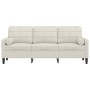 Sofá de 3 plazas con cojines terciopelo color crema 180 cm en Sofás | Comprar online en Foru.es
