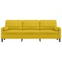Sofá de 3 plazas con cojines terciopelo amarillo 210 cm en Sofás | Comprar online en Foru.es