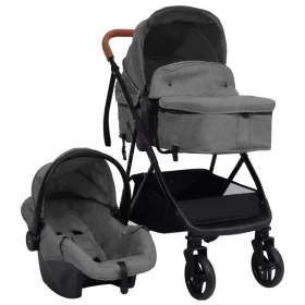 Cochecito de bebé 3 en 1 de acero gris claro y negro de vidaXL, Cochecitos de bebé - Ref: Foro24-10329, Precio: 267,79 €, Des...