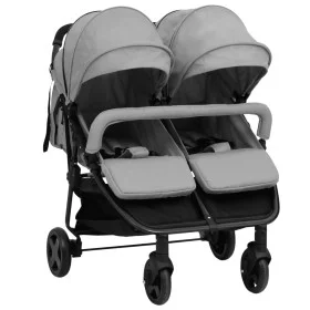 Carrito para gemelos de acero gris claro y negro de vidaXL, Cochecitos de bebé - Ref: Foro24-10359, Precio: 244,61 €, Descuen...