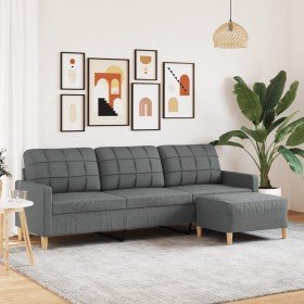 Sofá de 3 plazas con taburete de tela gris oscuro 210 cm en Sofás | Comprar online en Foru.es
