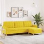 Sofá de 3 plazas con taburete de tela amarillo claro 210 cm en Sofás | Comprar online en Foru.es