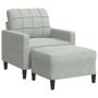 Sillón con taburete terciopelo gris claro 60 cm en Sofás | Comprar online en Foru.es