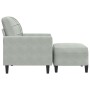 Sillón con taburete terciopelo gris claro 60 cm en Sofás | Comprar online en Foru.es